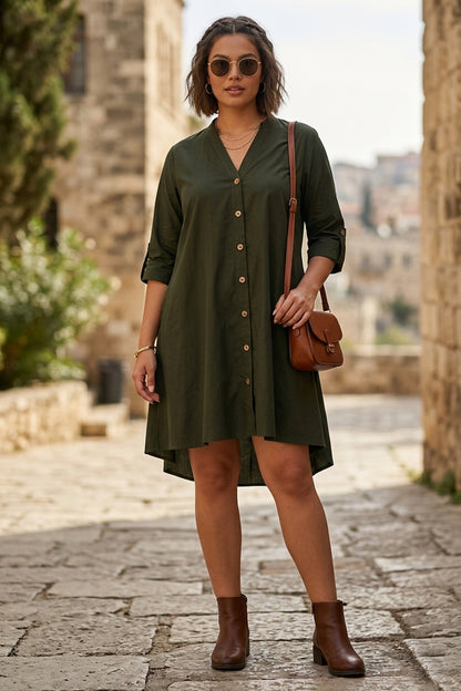 Military Cotton Oversize Dress