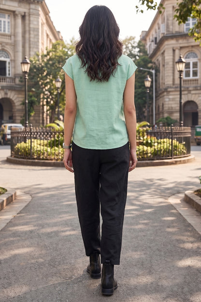 Mint Green Cotton Buttoned Top