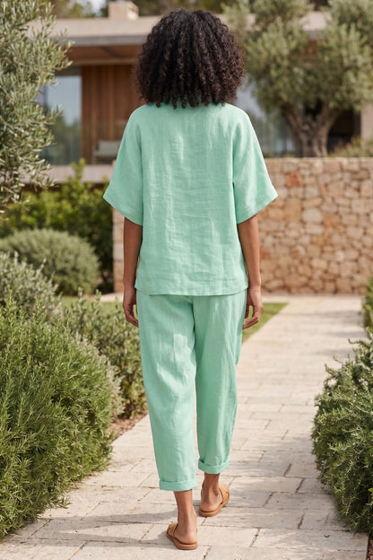 Minty Green Half Sleeves Top