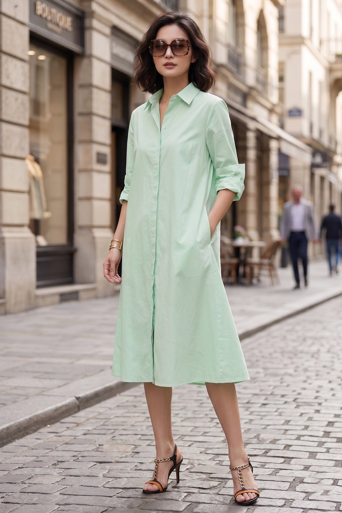 Minty Knee Length Shirt Dress