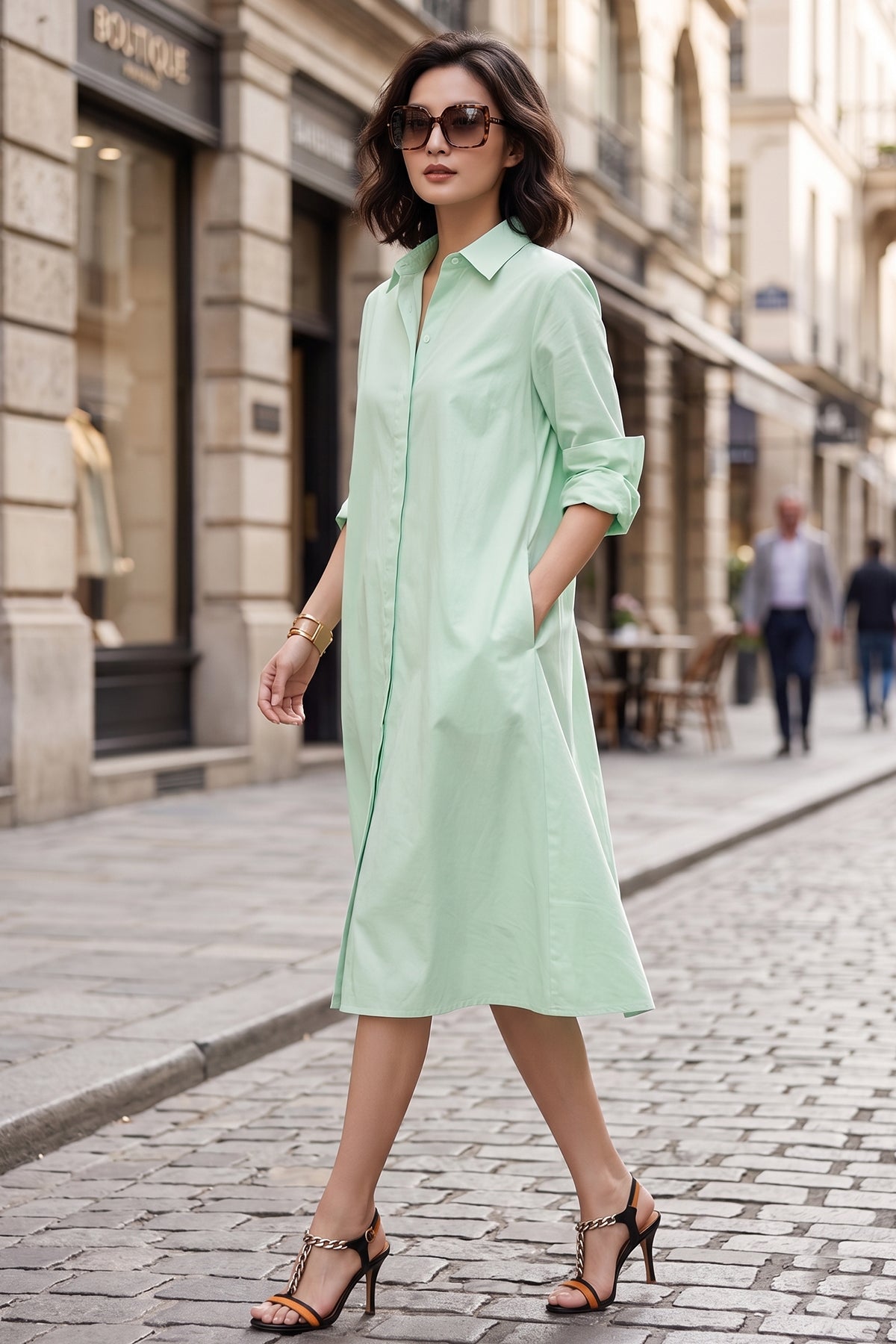 Minty Knee Length Shirt Dress