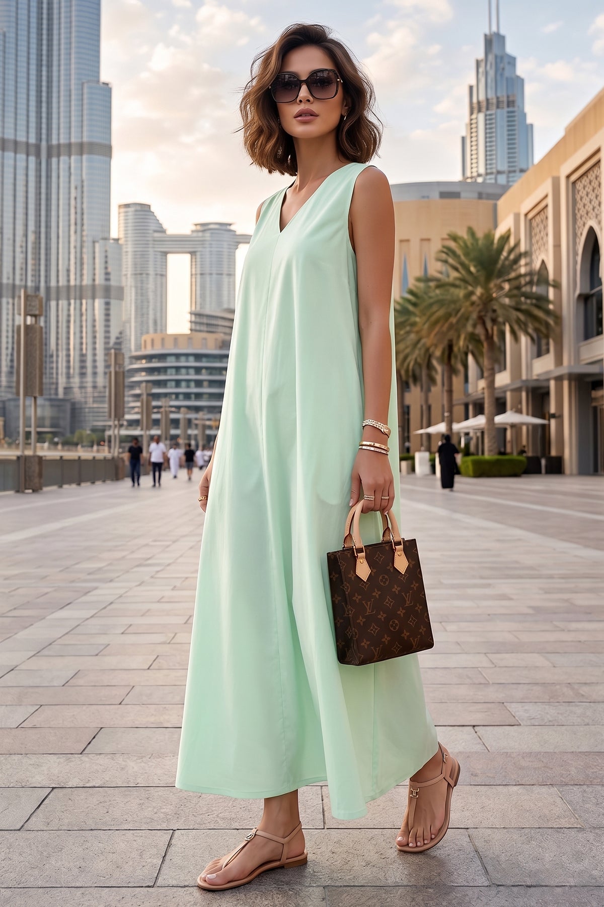 Minty A-Line Cotton Maxi Dress