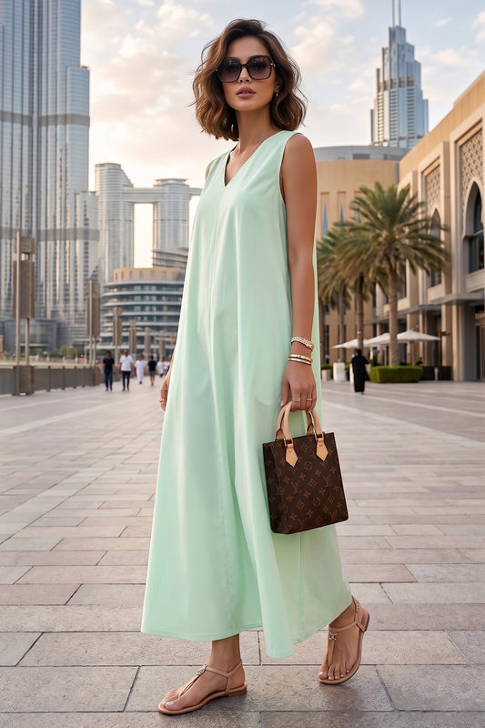 Minty A-Line Cotton Maxi Dress