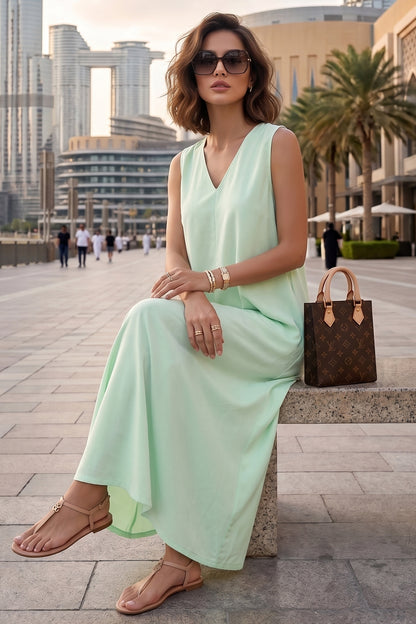 Minty A-Line Cotton Maxi Dress