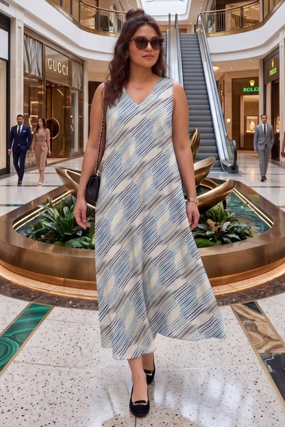 Multi White Print A-Line Dress