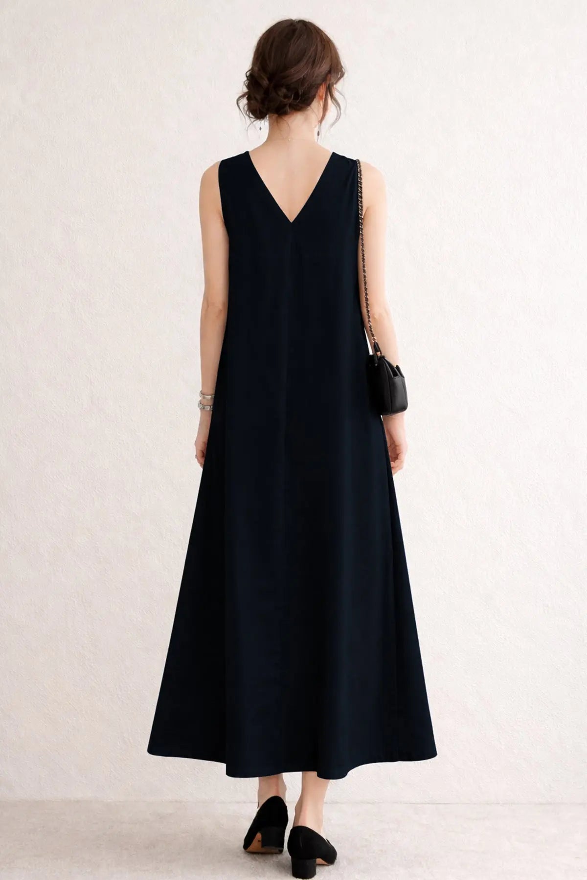 Navy A-Line Cotton Maxi Dress SNEHA B