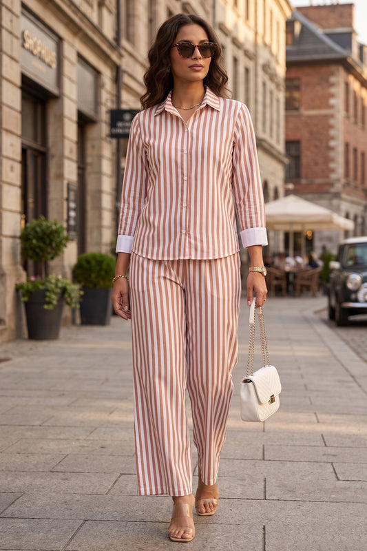 Orange Pure Cotton Stripe Pants