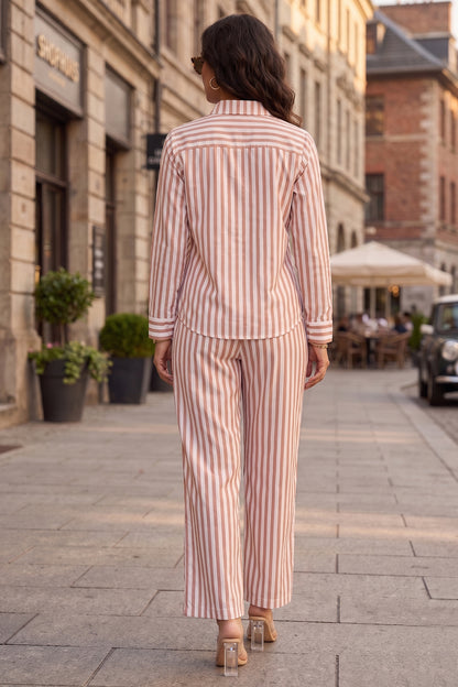 Orange Pure Cotton Stripe Shirt