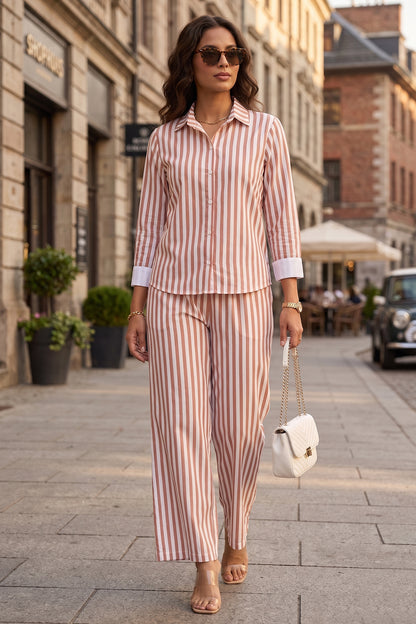 Orange Pure Cotton Stripe Shirt