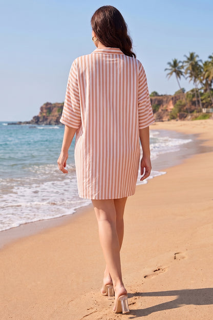 Orange Stripes Oversized Dress