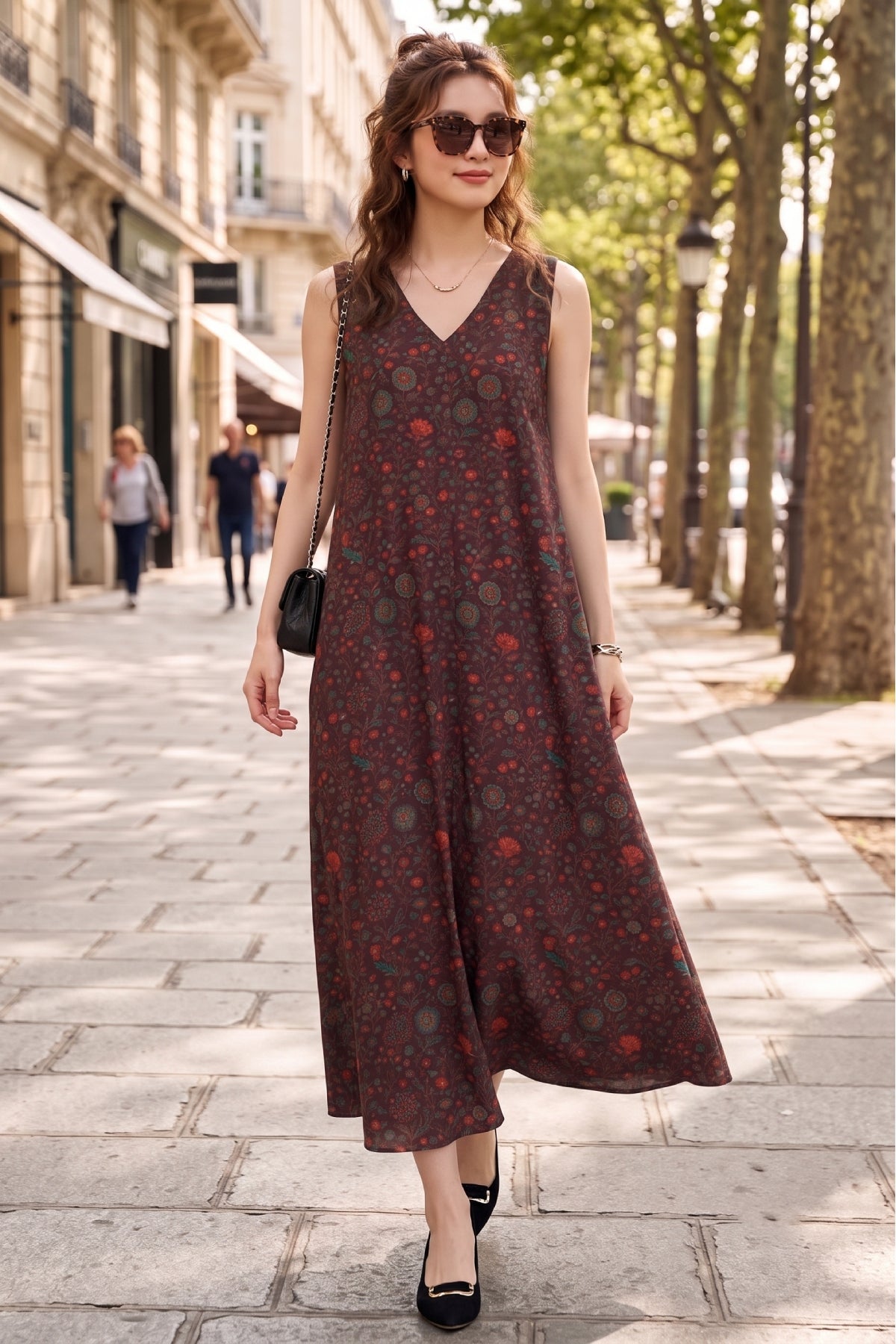 Paisley Print A-Line Maxi Dress