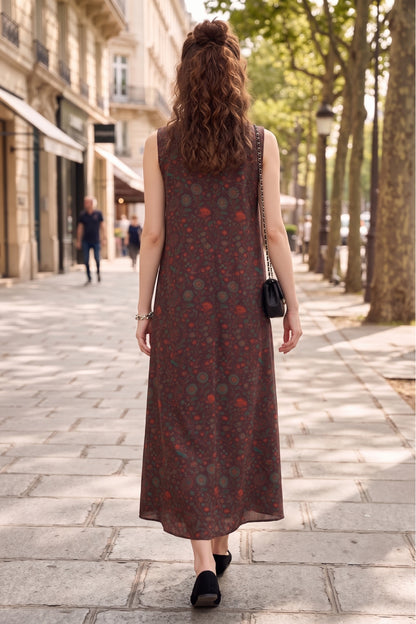 Paisley Print A-Line Maxi Dress