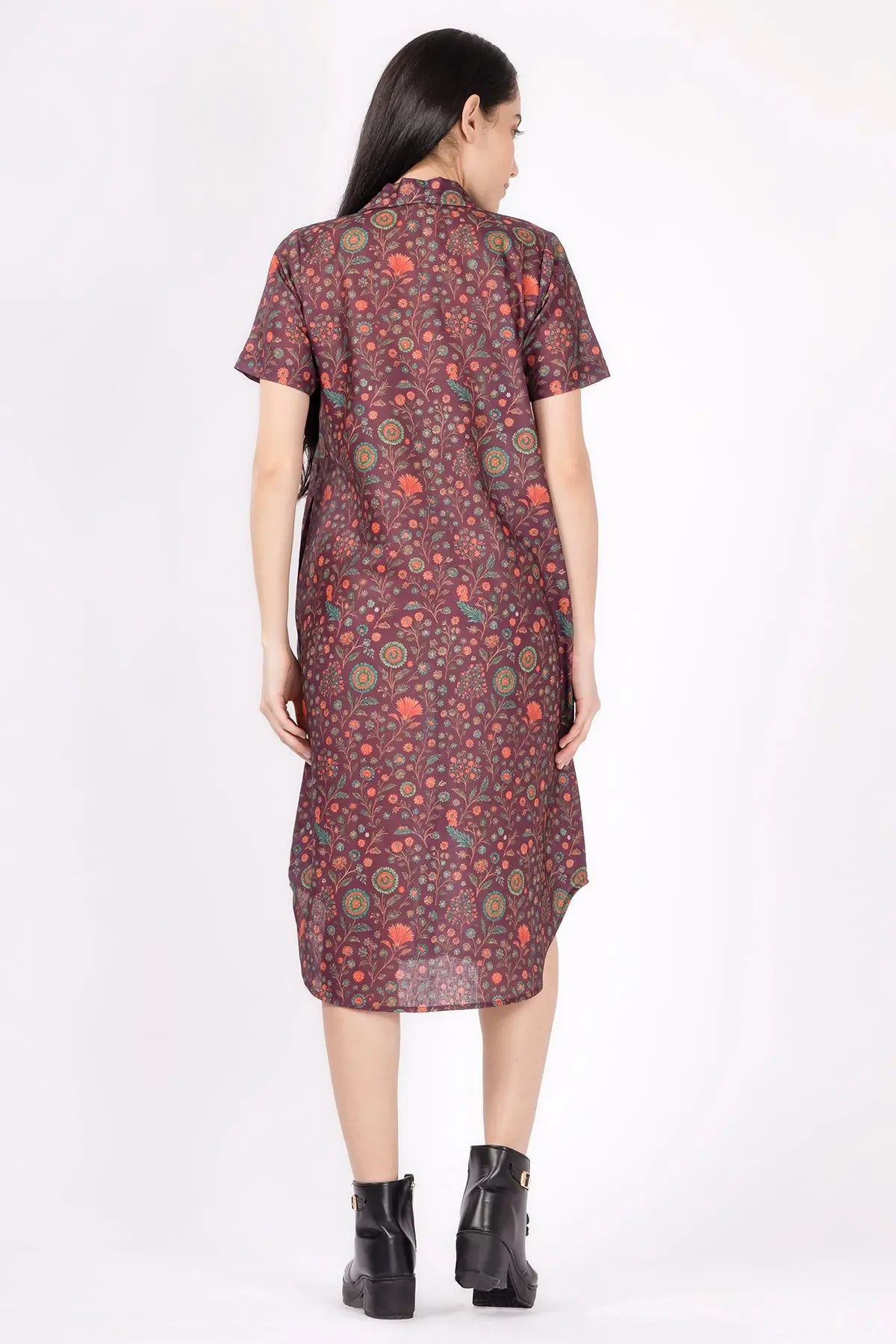 Paisley Print Wine Shirt Dress SNEHA B