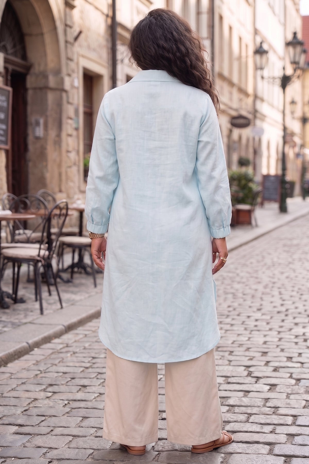 Pastel Blue High Low Shirt