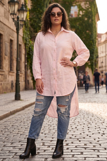 Pastel Peach High Low Shirt