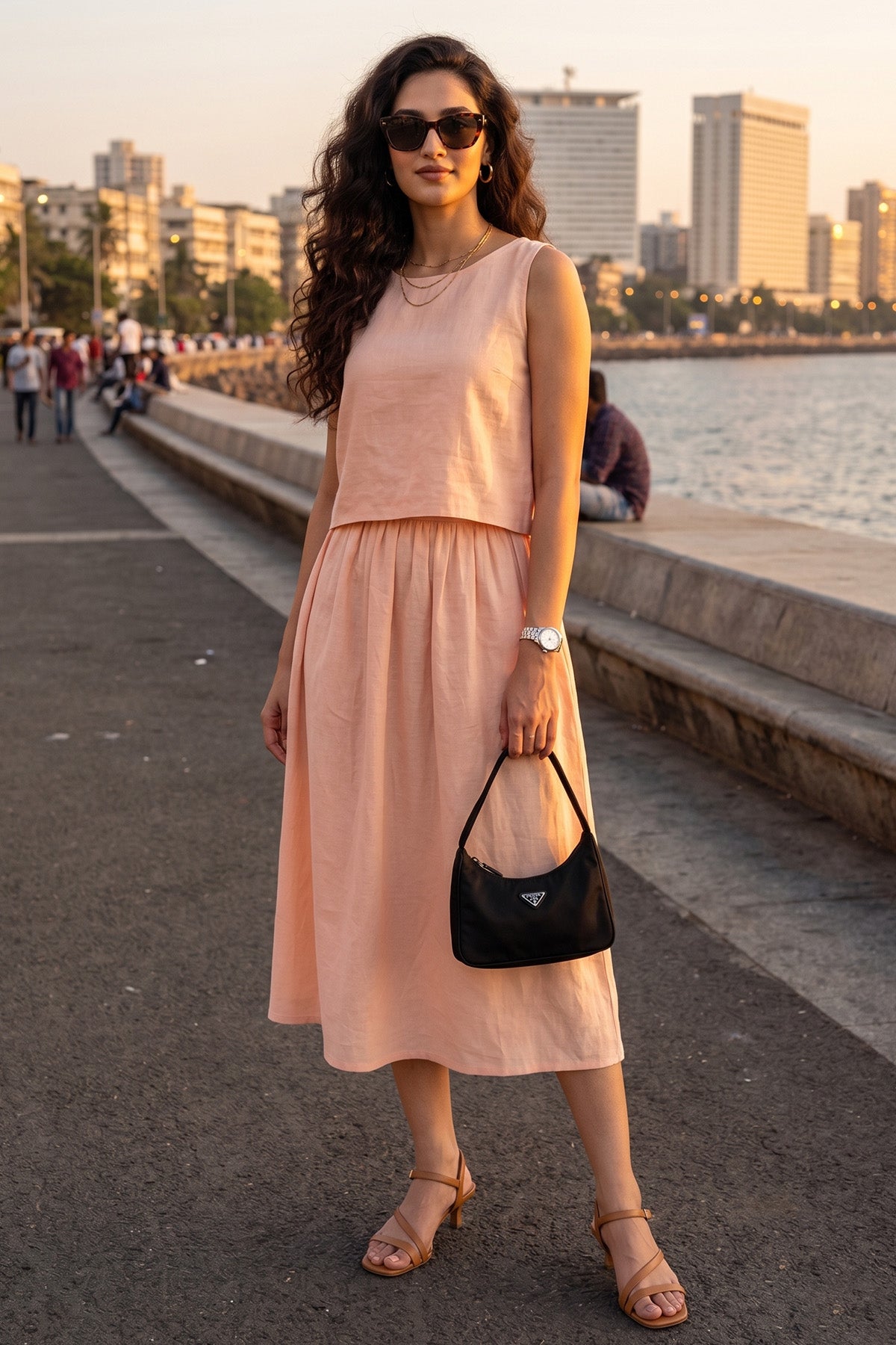 Peach Cotton Linen Crop Top