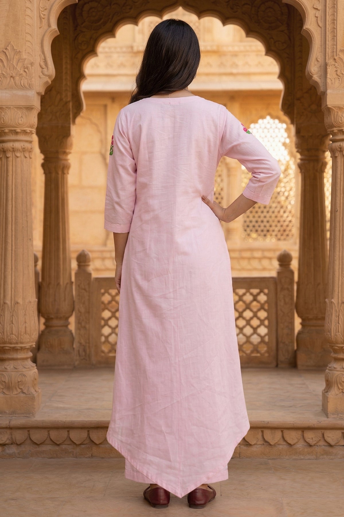 Pink Embroidered Kurta & Pants