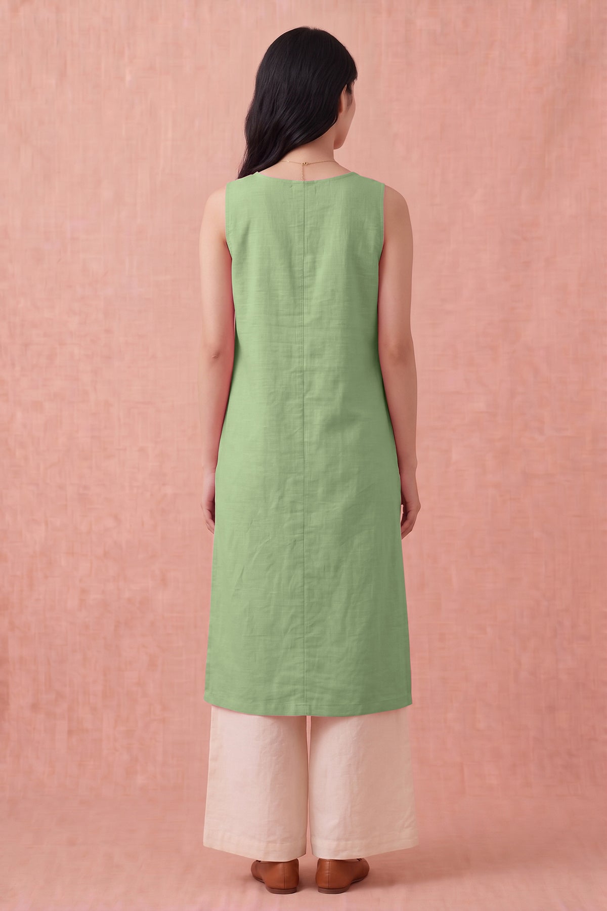 Pistachio Cotton Linen Kurta Set