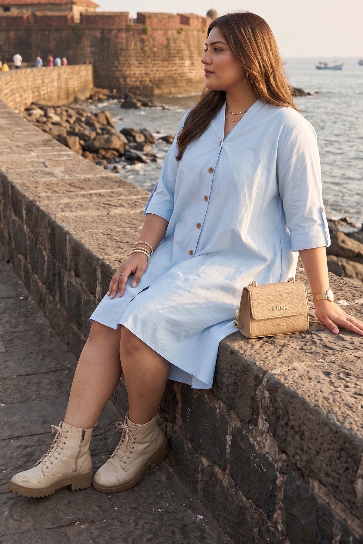Powder Blue Cotton Relax Dress