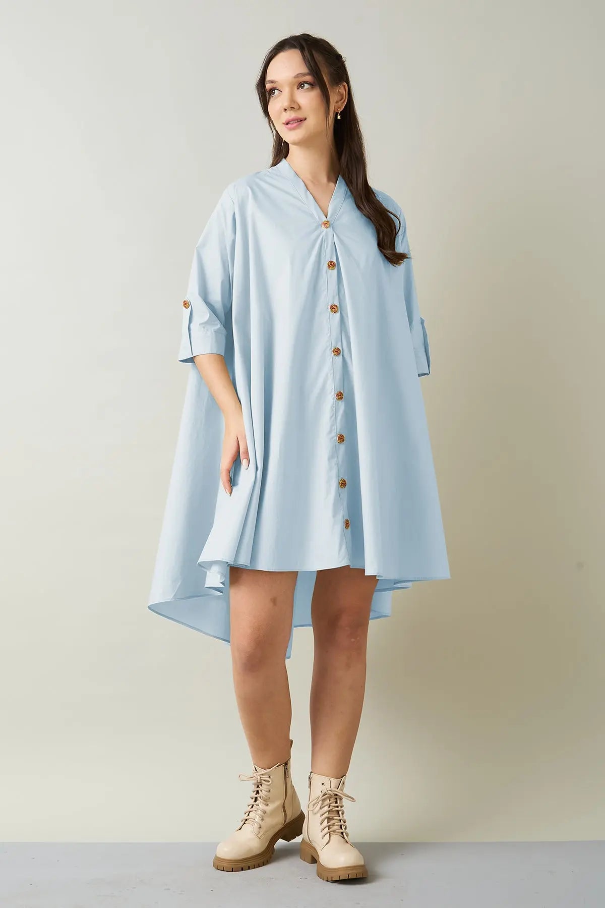 Powder Blue Cotton Relax Dress SNEHA B