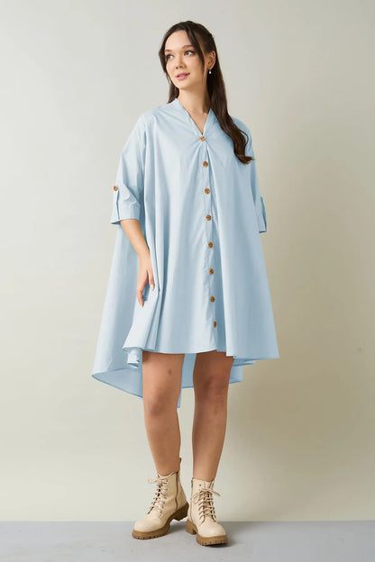 Powder Blue Cotton Relax Dress SNEHA B