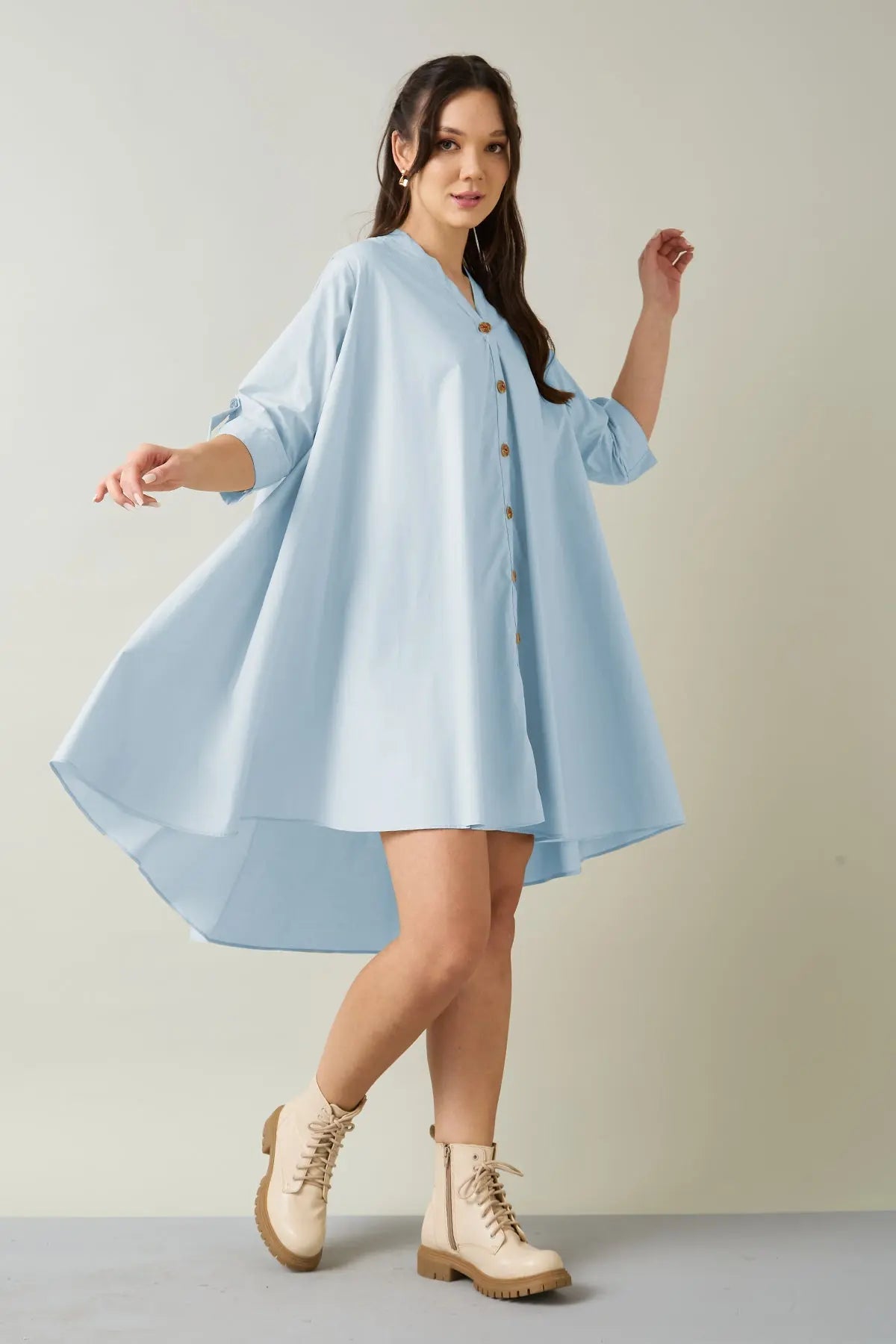 Buy Powder Blue Cotton Relax Dress by SNEHA B