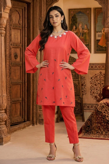 Red Embroidered Kurta & Pants