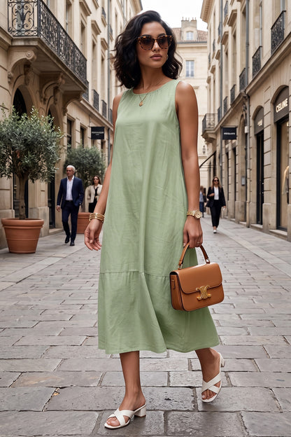 Sage Cotton Sleeveless Dress
