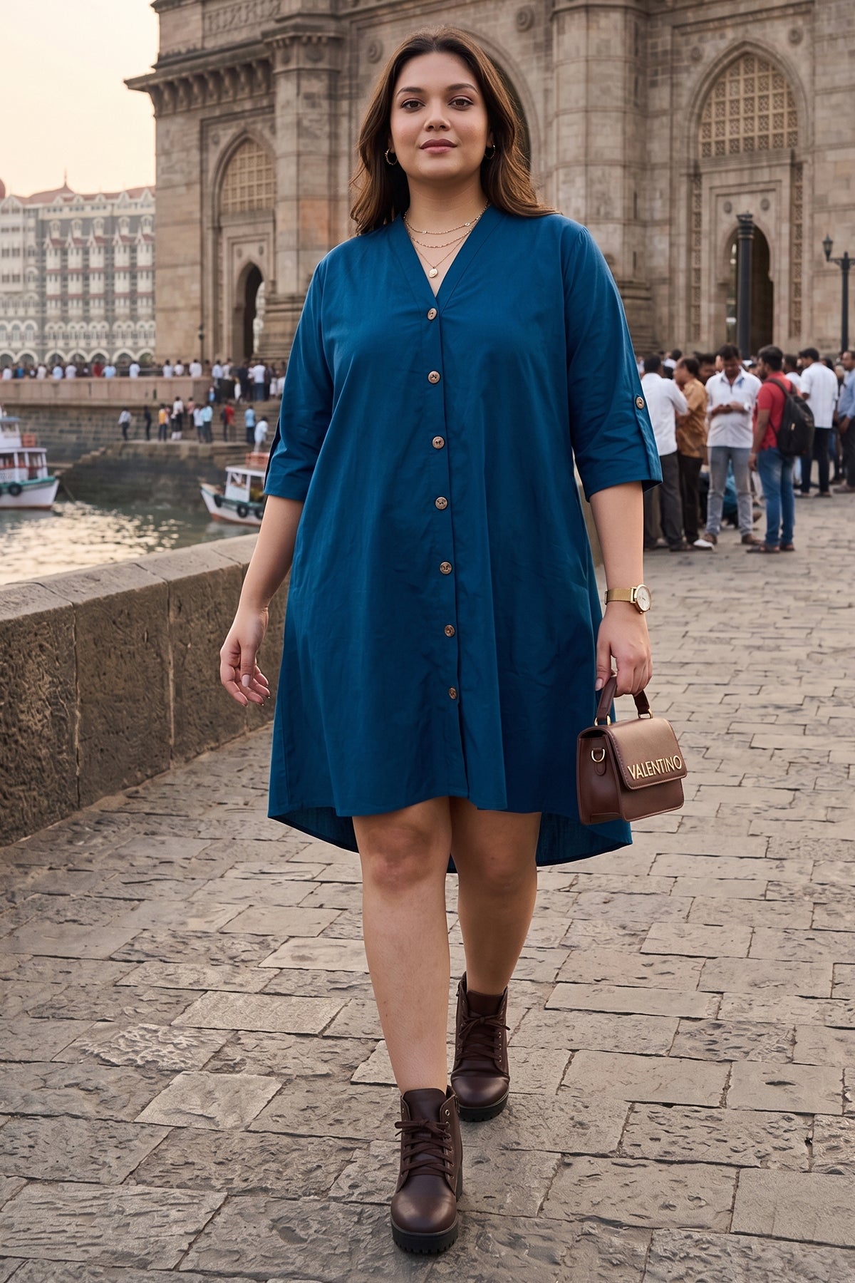 Teal Blue Cotton Oversize Dress