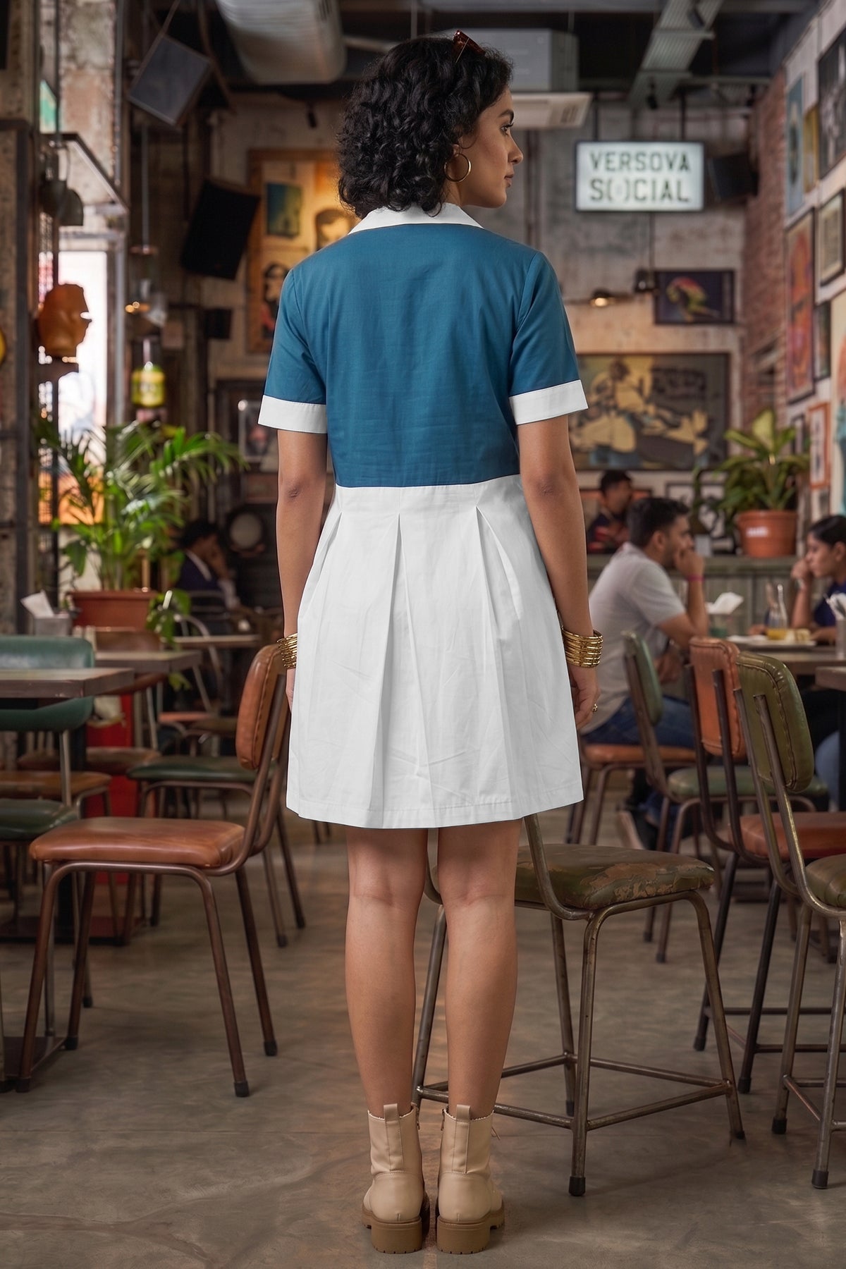 Teal & Chalk Colourblock Dress