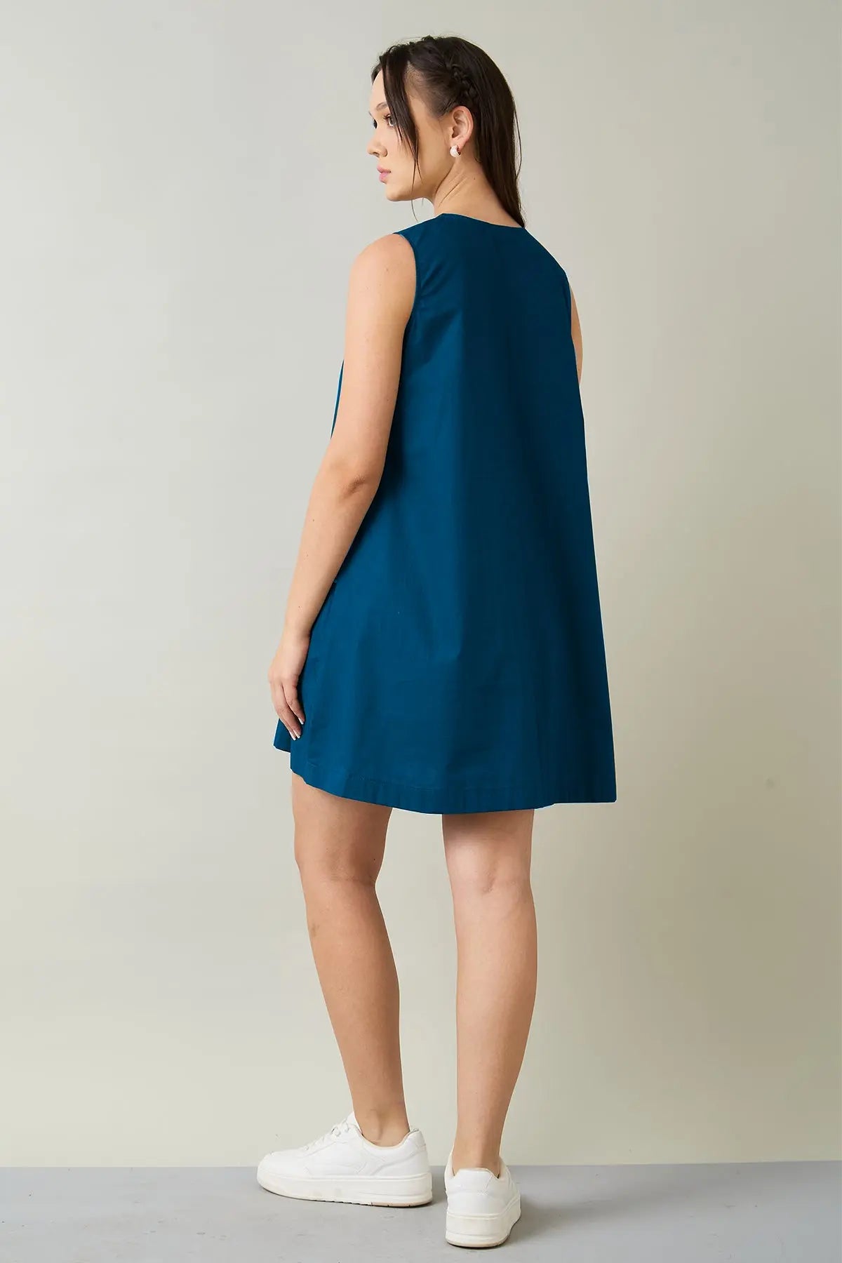 Teal Cotton Sleeveless Dress SNEHA B