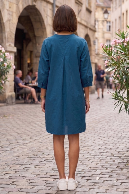 Teal Relaxed Shirt Style Dress