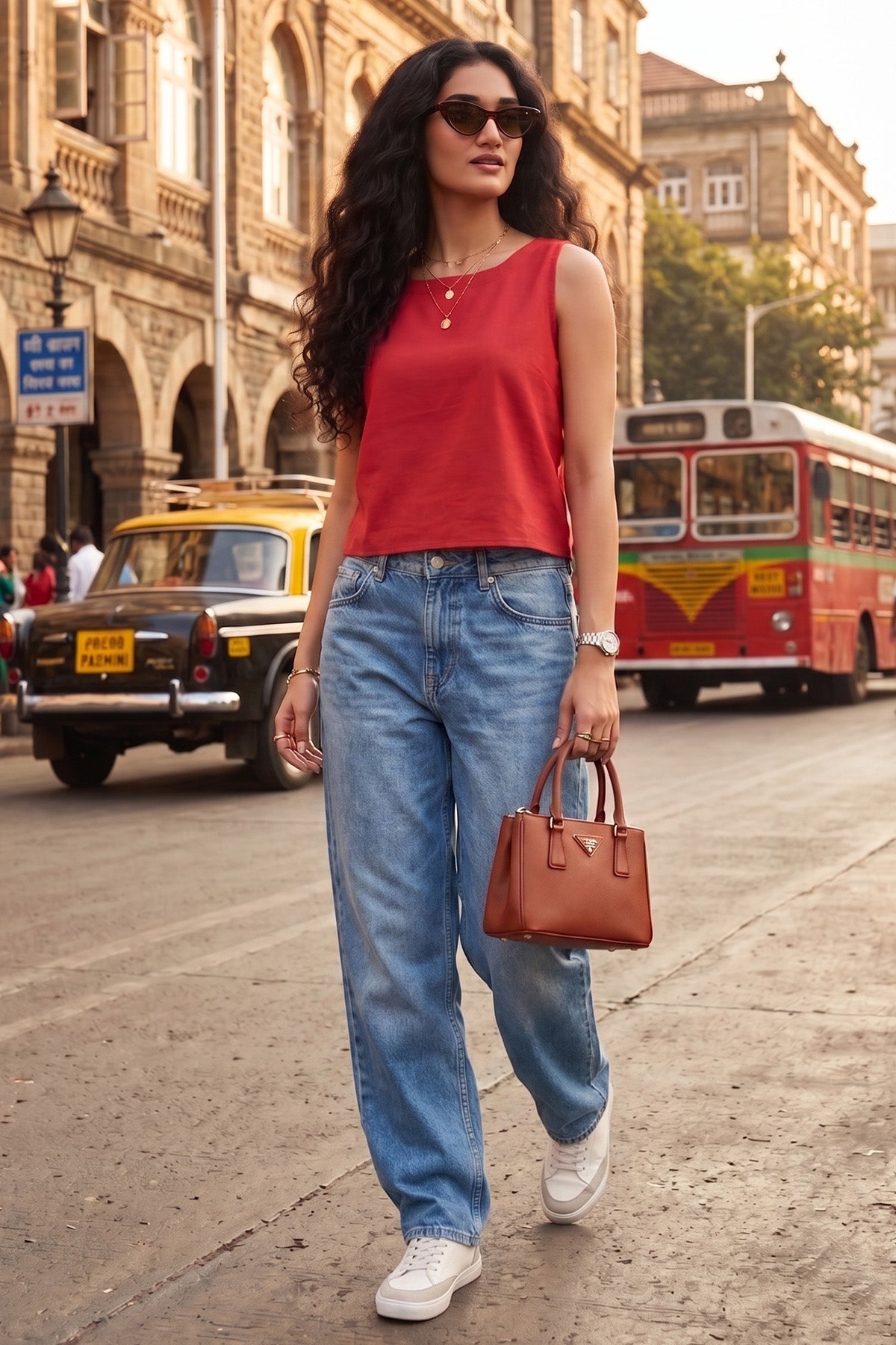 Tomato Cotton Linen Crop Top