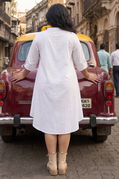 White Cotton Oversized Dress