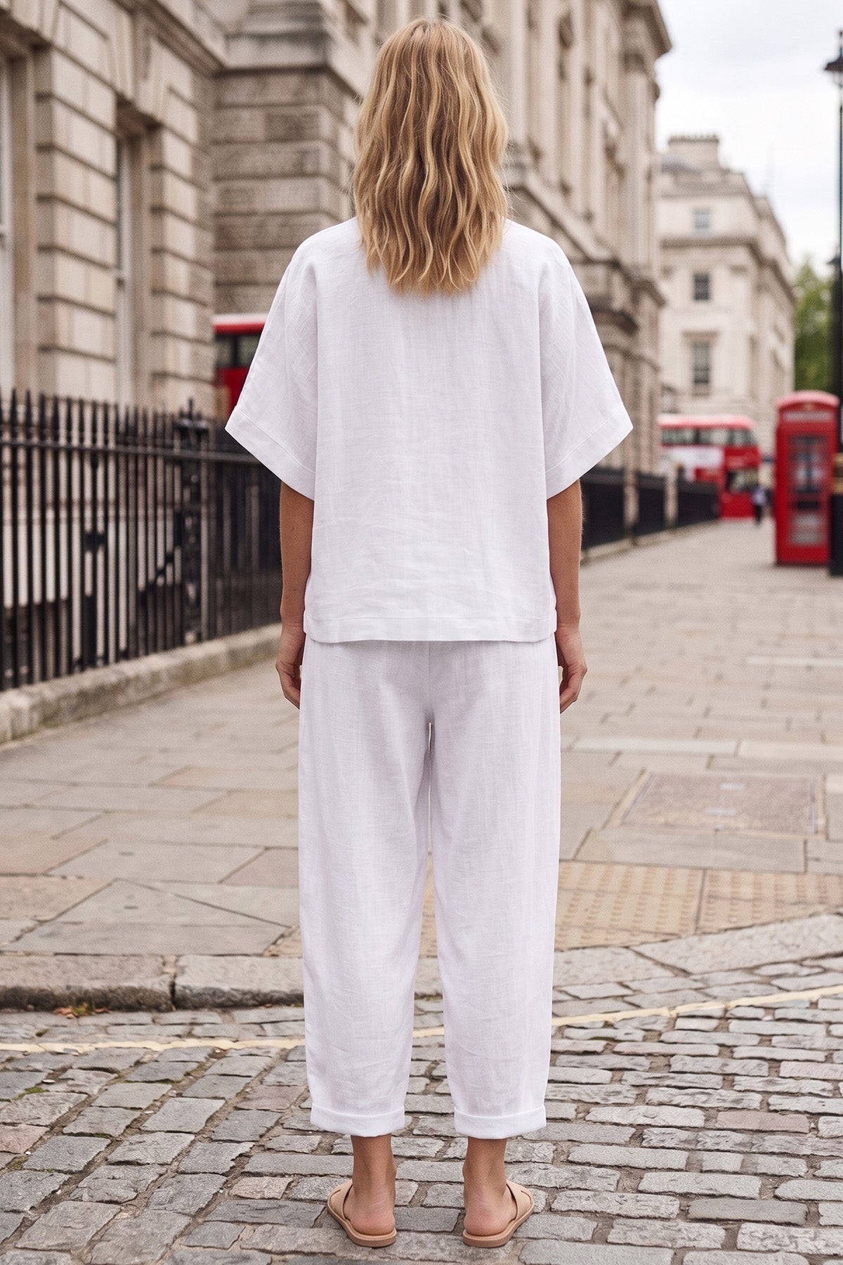 White Half Sleeves Collar Top