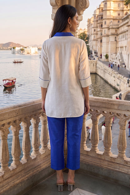 White Silk Short Tunic & Pants