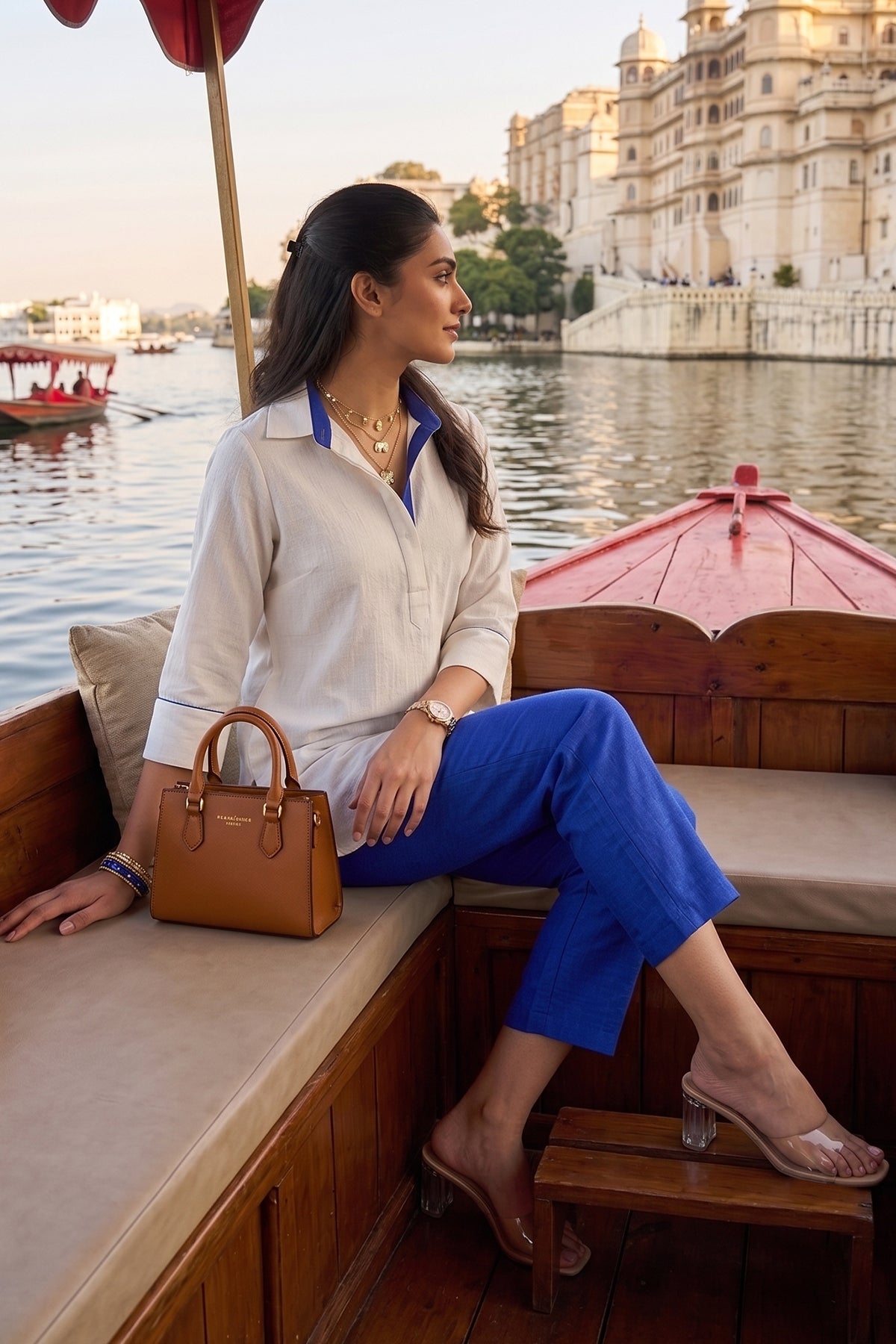 White Silk Short Tunic & Pants