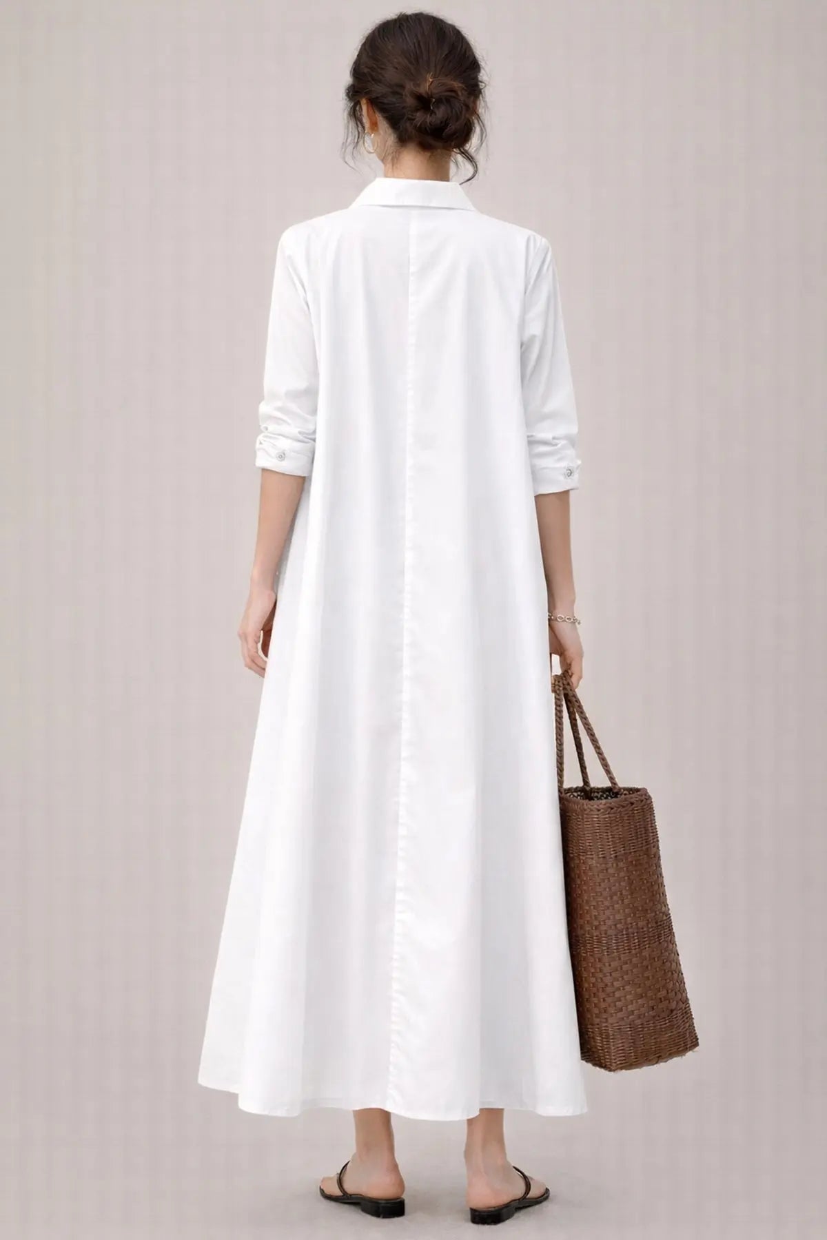 White Cotton Maxi Shirt Dress SNEHA B