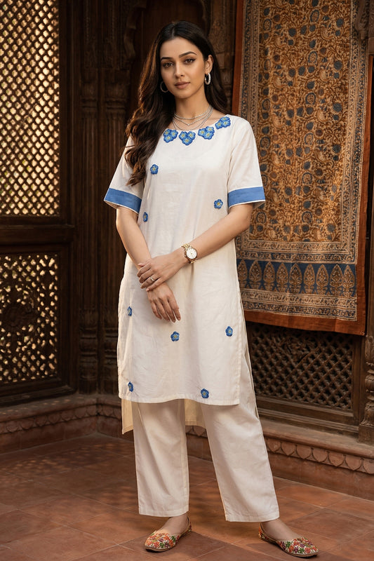 White Embroidered Kurta & Pant