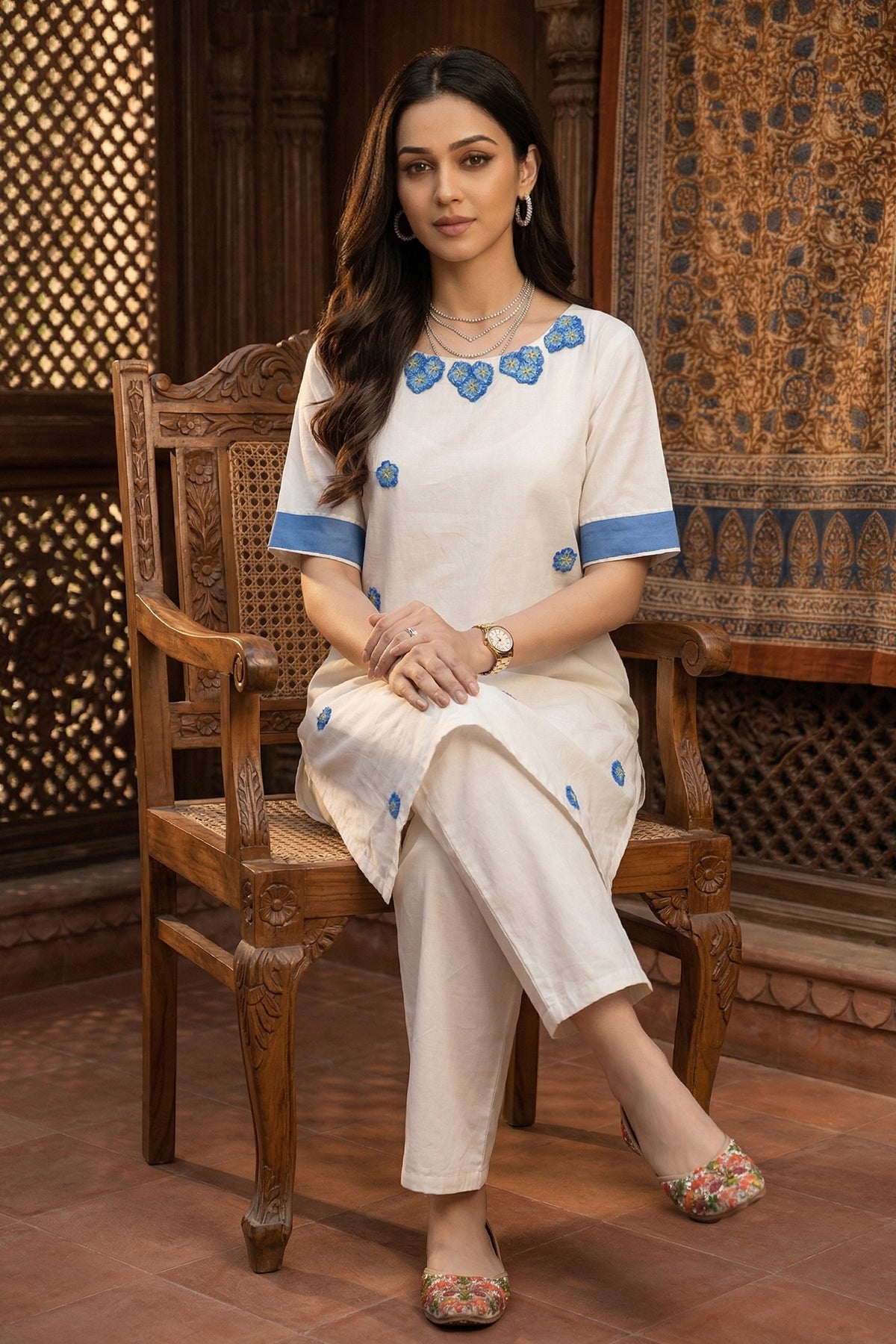 White Embroidered Kurta & Pant