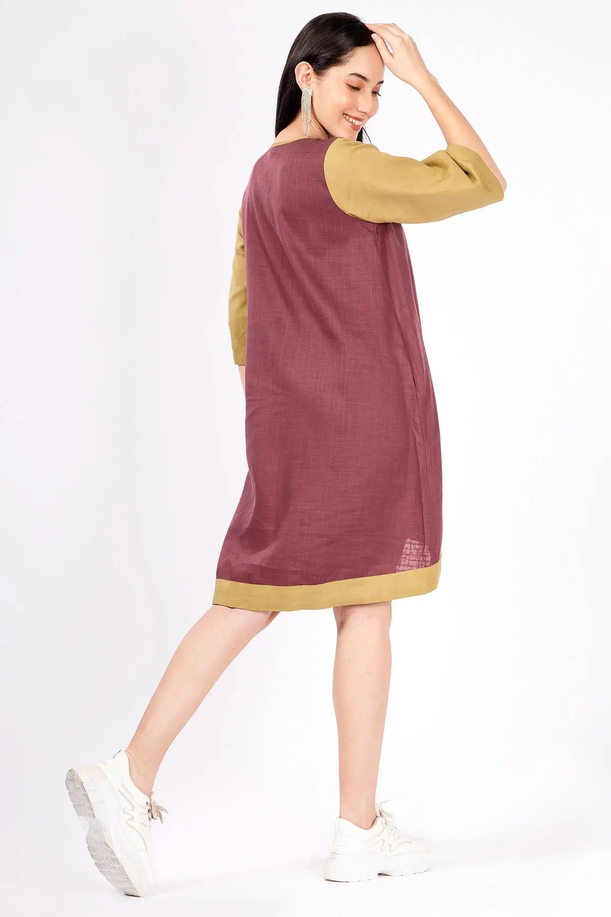 Wine And Lime Colorblock Dress SNEHA B