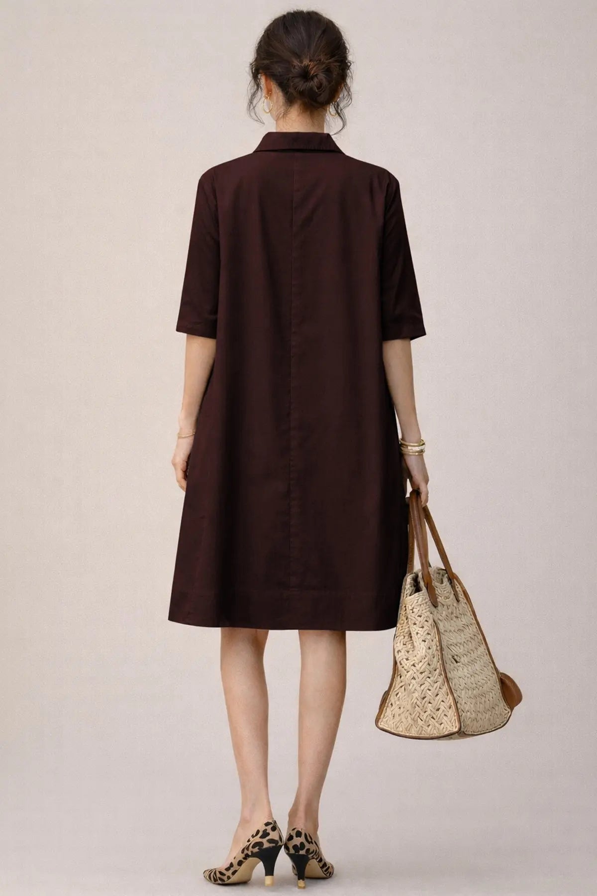 Wine Cotton Box Pleated Dress SNEHA B