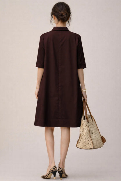 Wine Cotton Box Pleated Dress SNEHA B