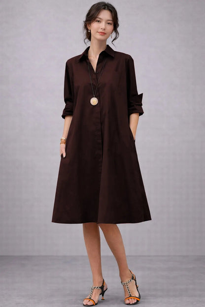 Shop Wine Knee Length Shirt Dress for women by SNEHA B